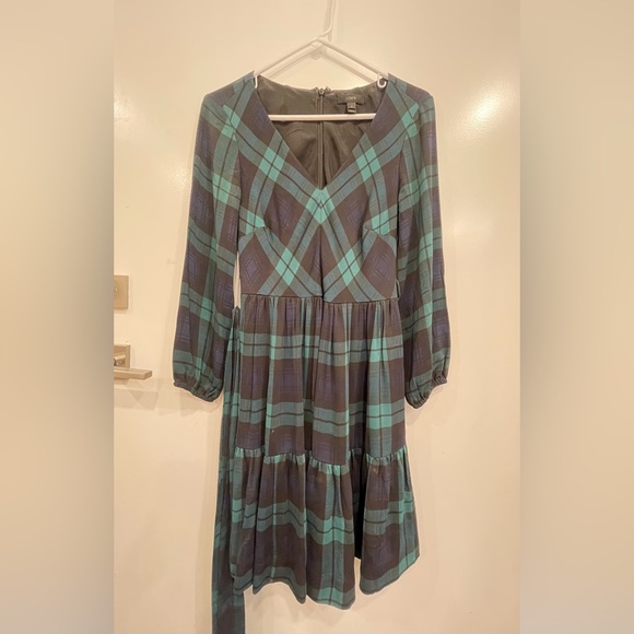 J. Crew Black Watch Green Tartan Dress / Size 2 - Picture 5 of 8
